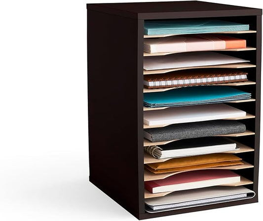 Safco Products Vertical Desktop Sorter, 11 Compartment, Black