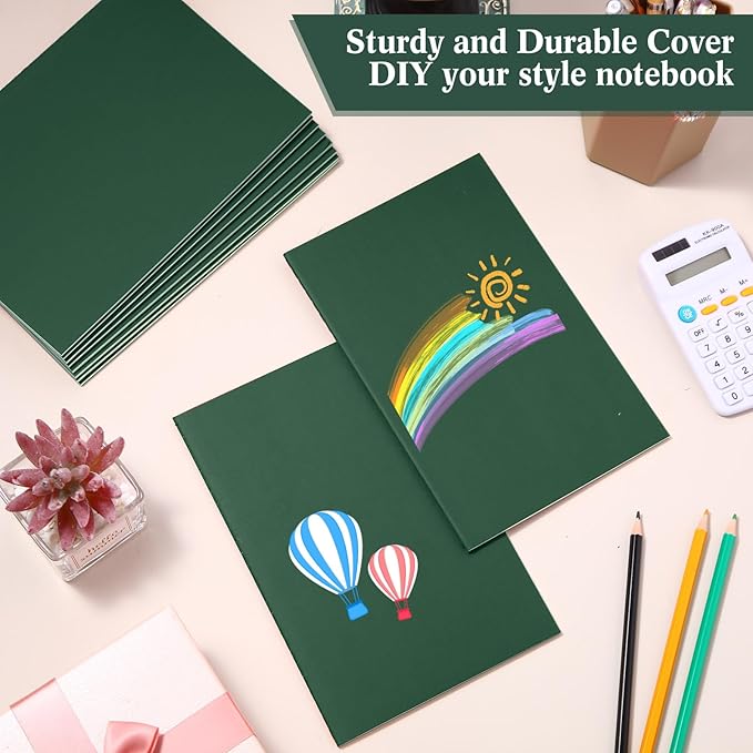 100 Pcs Kraft Notebook Journals 5.5 Inch x 8.3 Inch A5 Softcover Notebooks Bulk for Writing Sketch Office Notepad with 60 Pages 30 Sheets (Green,Lined)