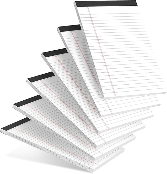 6pcs Small Note Pad 5x8 College Ruled Legal Pads Paper Notepads 6 Pack Study Back Writing Pads 5 x 8 Legal Pads Perforated Narrow Ruled Pads of Paper White