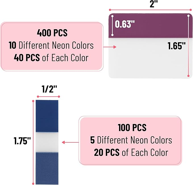 Mr. Pen- Colorful Index Tabs, 500 Pcs, 21 Sets - Sticky Page Markers for Binders, Books & Notebooks