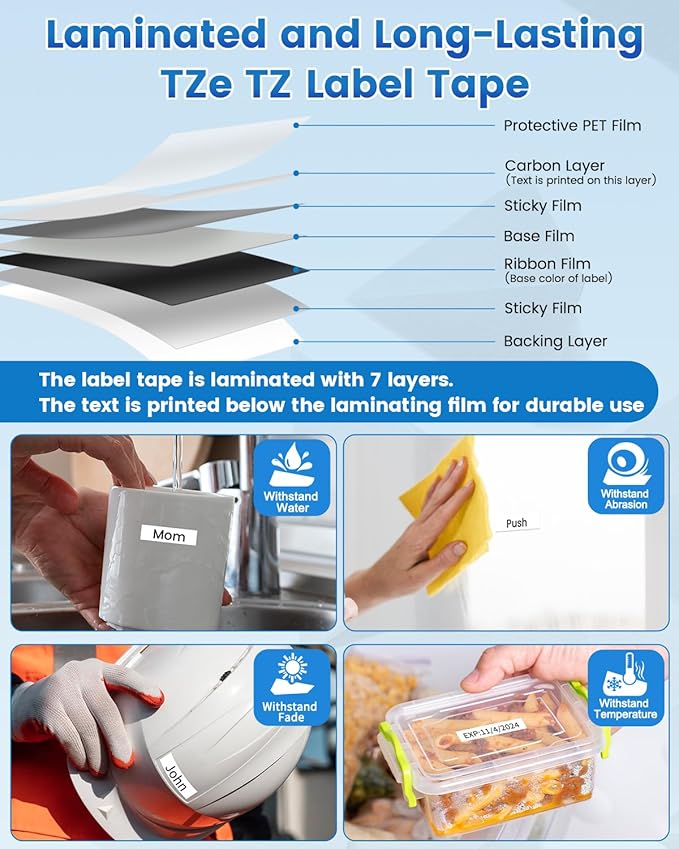 10-Pack Replace for Brother P Touch Label Maker Tape TZe-231 TZe TZ Tape 12mm 0.47 Laminated White TZe231 Label Tape for Brother Ptouch PT-D210 PT-D220 PT-H110 PT-D610BT PT-D600 PT-D410 PT-D400 PTH111