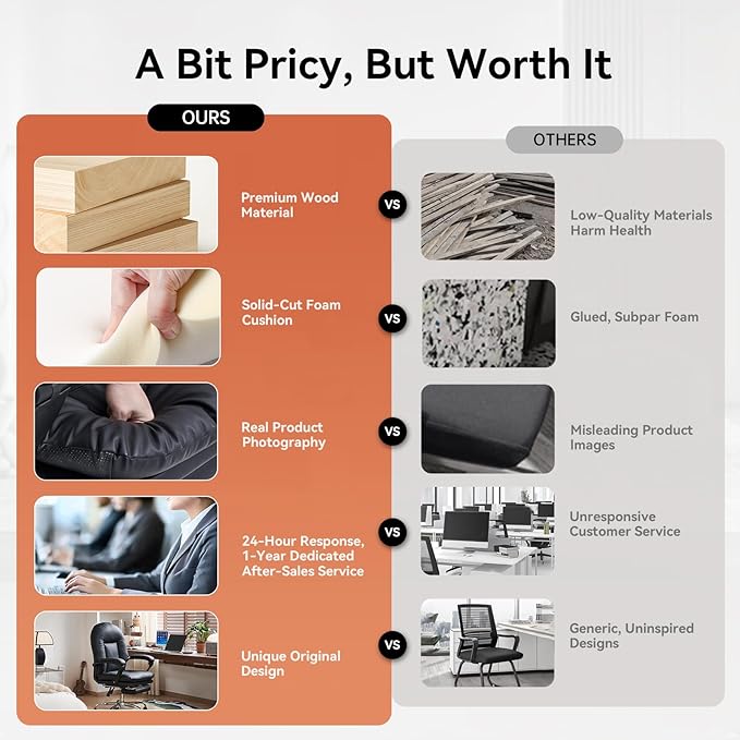 EMIAH Office Chair with Foot Rest, Ergonomic Executive Office Chair with Arms, Reclining High Back PU Leather Comfy Swivel Computer Desk Chairs with Wheels and Lumbar Support for Home Office, Black