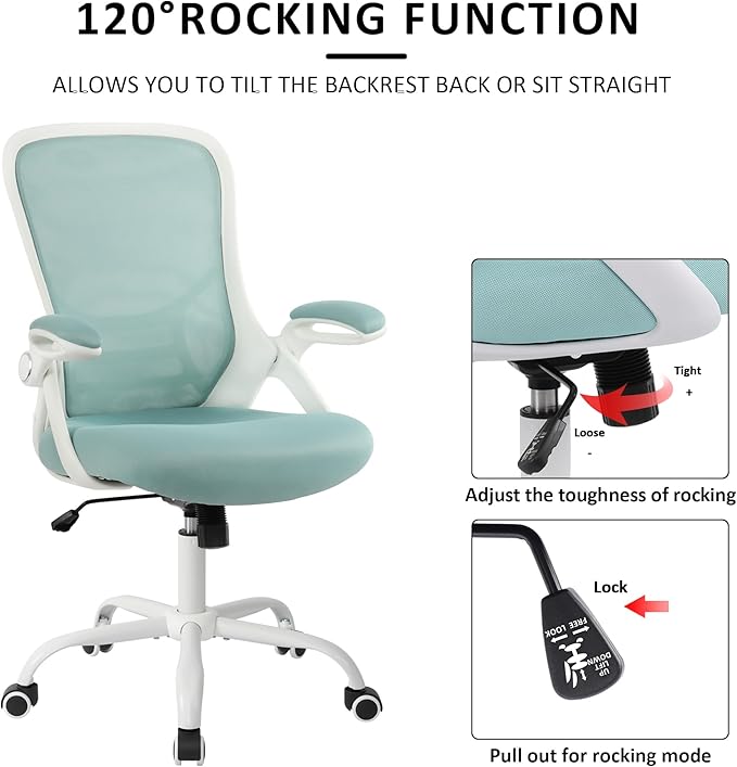 HYLONE Office Chair Ergonomic Desk Chair with Adjustable Armrests, Mesh Executive Chair, Home Office Computer Chairs for Long Hours(Blue)