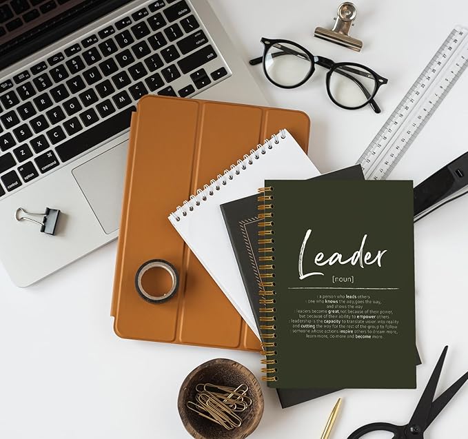 OXW Leadership Gifts Notebook Journal, Leader Gifts for Women Men, Office Notebook for Work, Thank You Gifts for Leader Mentor Boss Supervisor, Olive Green Spiral Notebook 5.5 x 8.3