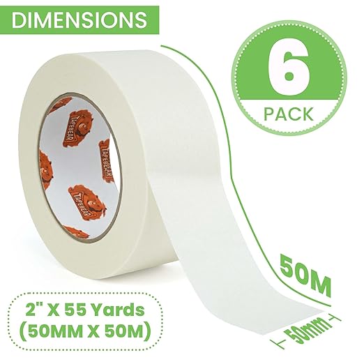 Eco-Friendly Kraft Paper Tape 2Inch x 55Yard, White Paper Packing Tape, Biodegradable Recyclable Packaging Tape Self Adhesive Box Tape for Shipping, Sealing, Moving, 6Rolls