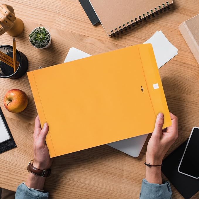 50 Pcs 12 x 15 Inch Extra Large Mailing Clasp Envelopes Jumbo Kraft Catalog Manila Envelope with Clasp Closure for Oversized Big Documents Office Home Business Legal School Storing Mailing