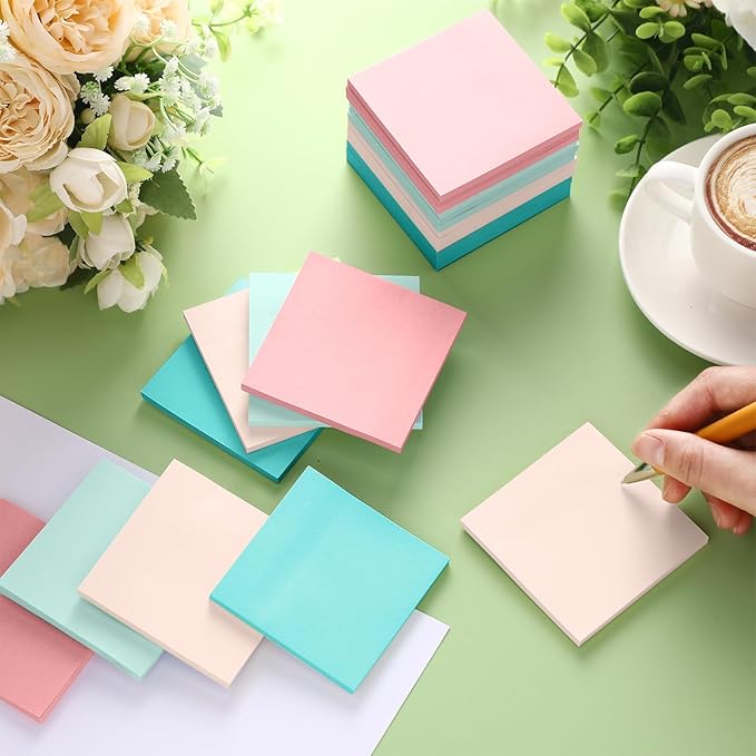 Fainne 24 Pack Sticky Notes Bulk Back to School Supplies Self Stick Note Pads Paper Memo for Office First Day of School Student Teacher Essentials (3x3inch,Fresh Color)
