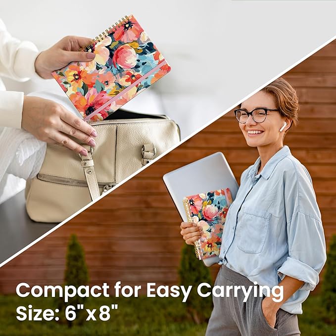 Lined Spiral Journal Notebook for Women, Cute A5 College Ruled Hardcover Notebook for Work & Note Taking, Aesthetic Pretty Journal for Writing, 140 Pages, Pastel Garden