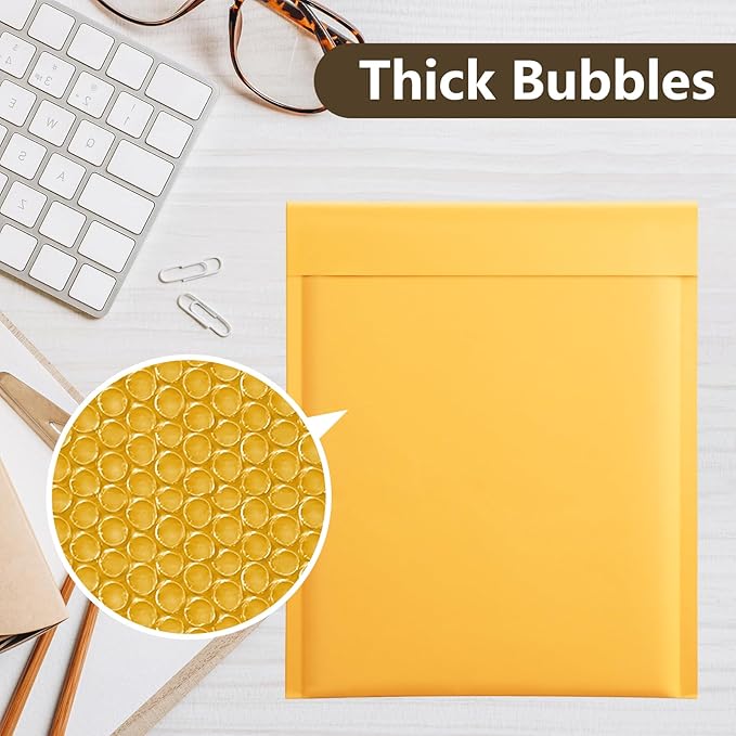 UCGOU Bubble Mailers 4x8 Inch Yellow 100 Pack Usable Size 4x7 Inch Kraft Padded Envelopes Small Business Mailing Packages Opaque Self Seal Boutique Shipping Bags Mailer Shipping Envelope Bubble Mailer
