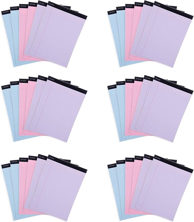 Mintra Office Legal Pads, ((xBasic, 8.5in x 11in, Wide (Pastel), 36pk (6-6pks))