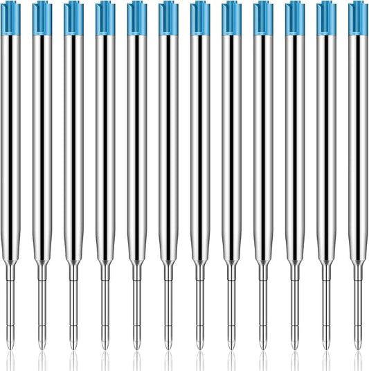 12 Pieces Pen Refills Blue Ink 1.0mm Medium Point Metal Ballpoint Refill Smooth Writing Pen Refills Replacement Refills for Retractable Ballpoint Pen School Office Supplies (Blue)