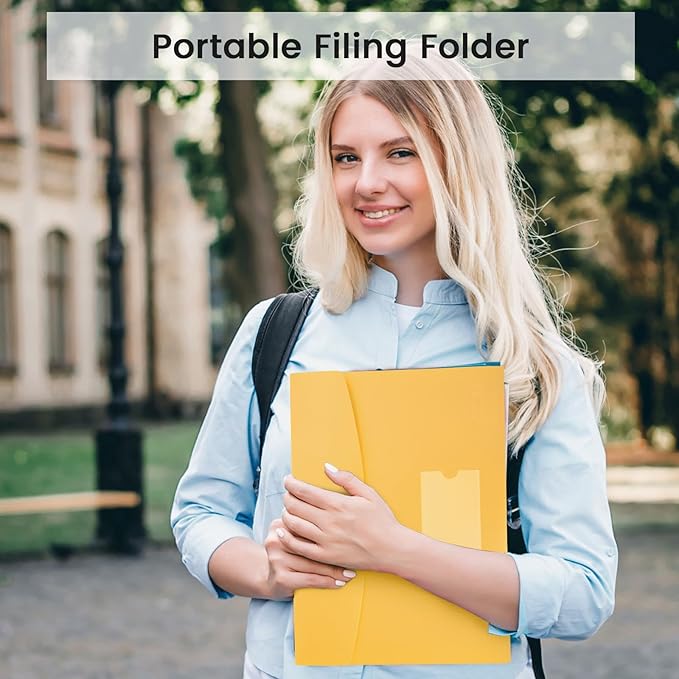13 Pocket Expanding File Folder Accordian File Organizer, A4 Letter Size Paper Document Receipt Holder for School Office Supplies, Yellow