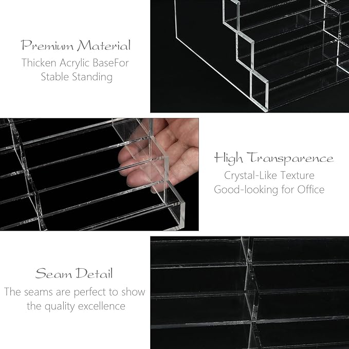 Acrylic Business Card Holder for Desk Multiple Business Card Holders 28 Slot 7 Tier Large Business Card Organizer Business Card Display Rack Clear Plastic Business Card Stand for Home Office
