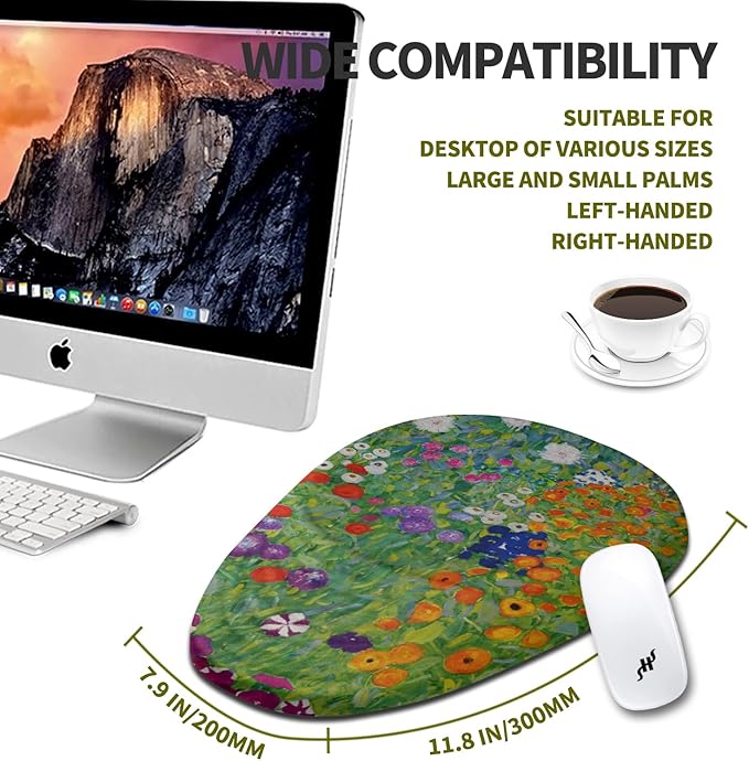 Hokafenle Ergonomic Mouse Pad Wrist Support, Terraced Slope Carpal Tunnel Wrist Pad for Mouse with Unibody Memory Foam, Wrist Rest Pain Relief Mousepad (Garden Farm, 11.8x7.9 in)