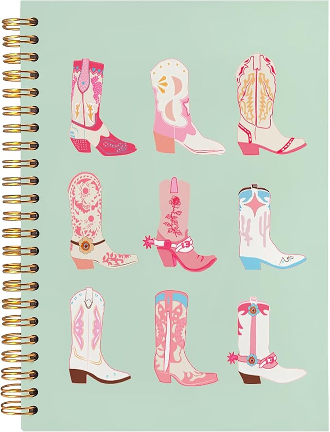 BearCake Cowgirl Boot Notebook, Cowgirl Stuff, Cowgirl Gifts, Western Office Supplies, Western Stuff for Women, Boho Western Notebook Journal 5.5x8.3 green