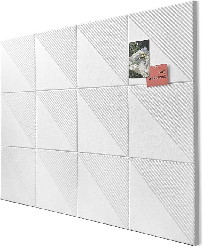 Large Cork Board for Walls 48"x 36", 12 Pack Felt Wall Tiles with Safe Removable Adhesive Tabs, Cork Board for Office,Pinboard Bulletin Board - White