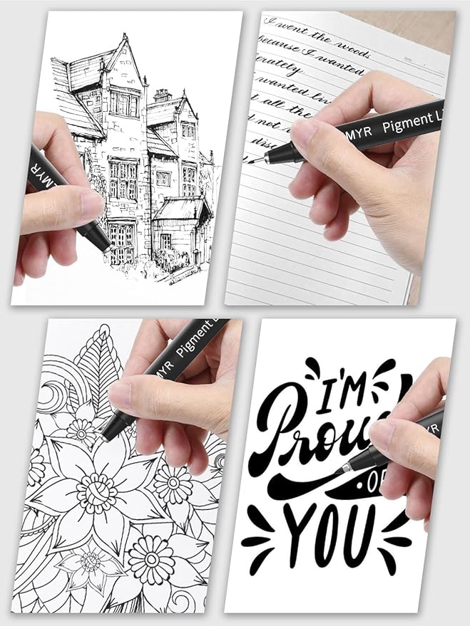 4 Micro Fine liner Drawing Art Pens Calligraphy Pens: 0.03mm Size Black Art supplies Waterproof Archival Black Ink Markers For Artists,Use for Professional Watercolor,Sketching