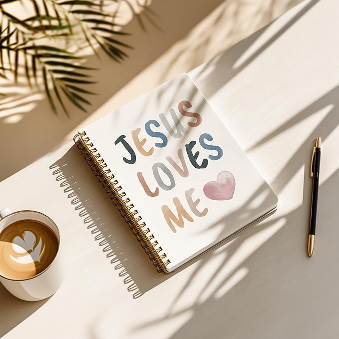 Bible Notebook, A5 Spiral Christian Journal with Floral Pink Butterfly Notebook, Jesus Loves Me, Inspirational Notebooks for Women, Bible Study, Gift for Birthday Christmas