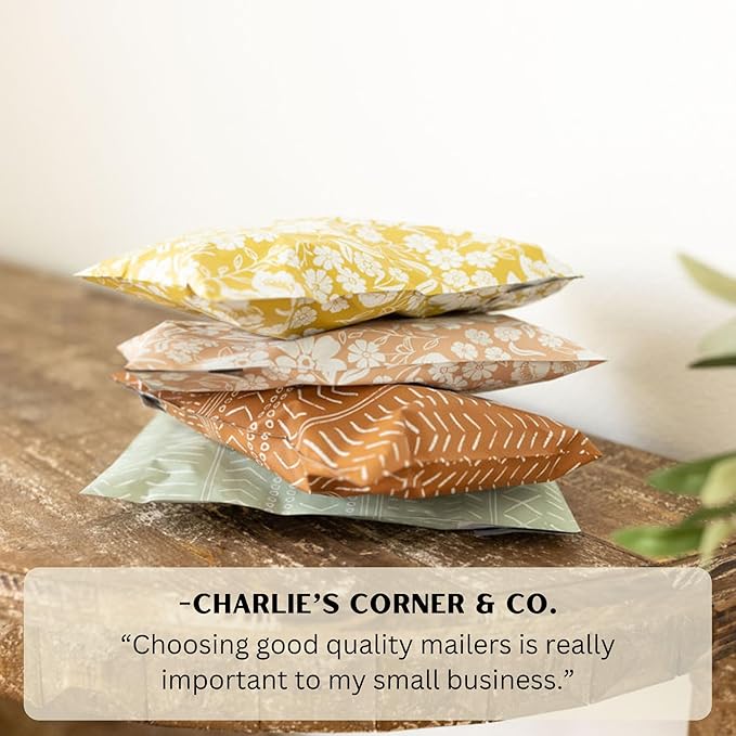 Poly Mailers 6x9 Inch 100 Pack Small Shipping Bags Strong Thick Mailing Envelopes | Self Sealing Adhesive | Waterproof & Tear Resistant | Small Business Packaging for Clothing - Floral Mustard Yellow