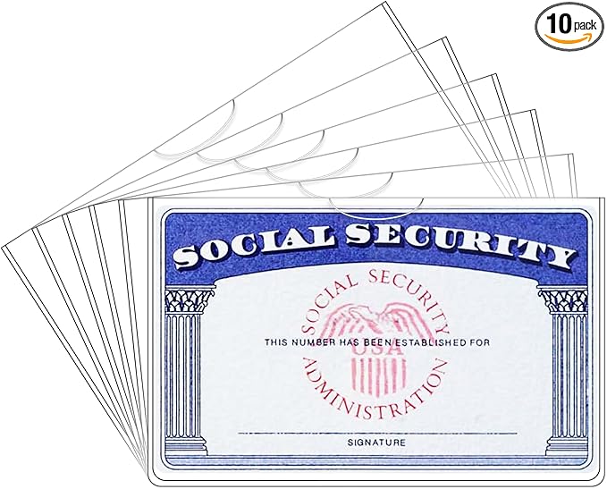 10 Pack Social Security Card Protector/Medicare Card Protector Sleeve/Social Security Card Holder/Credit Card Sleeves/Protective case for Drivers License、Credit Card 、SSN Card，3.8x2.32in., Clear