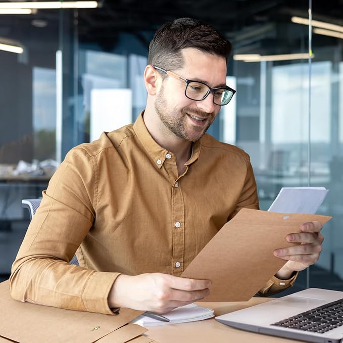 Teling 50 Pcs Manilla Envelopes Clasp Kraft Catalog with Closure for Storing Mailing 28 lb Kraft Envelope Paper for Office Document School Business Home(Brown,9 * 12)