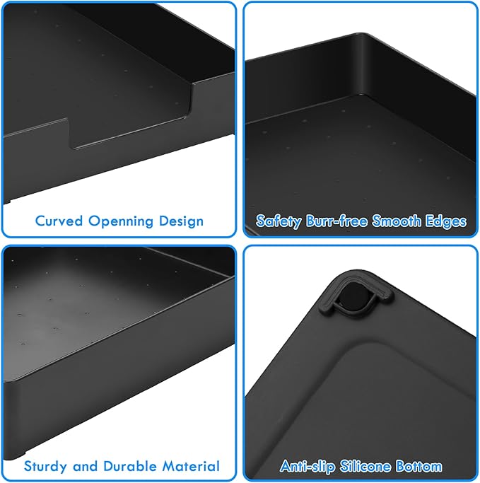 Letter-Size Tray, Desk Drawer Organizer, A4 Plastic Paper Tray, Multi-use Large Storage Basket for Office Home Supplies,13 x 9.6 inch