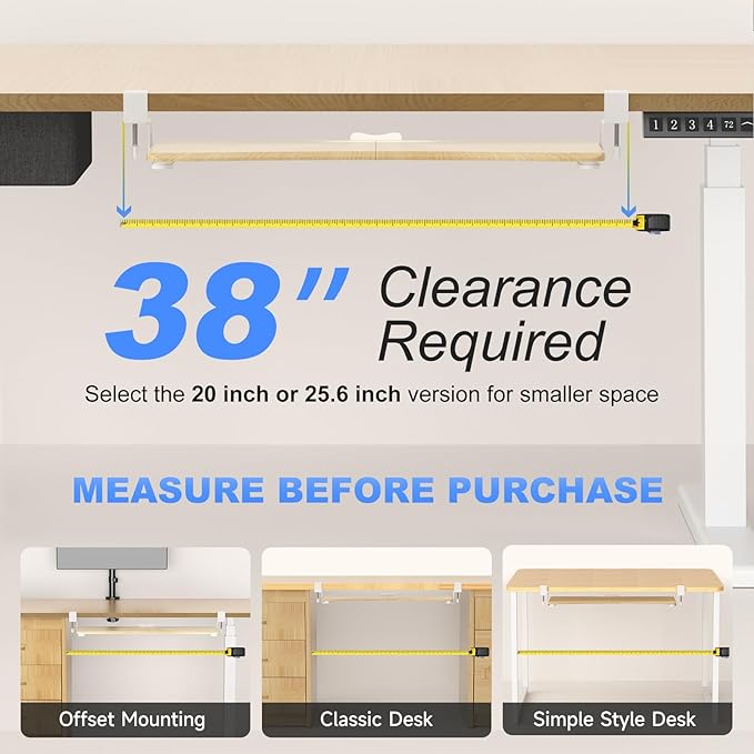 suptek Large Keyboard Tray Under Desk Pull Out with C Clamp Mount, Keyboard & Mouse Tray, 34 (38 Including Clamps) x 11.8 inch Slide-Out Platform Computer Drawer for Typing, Light Wood, DSF1LQM