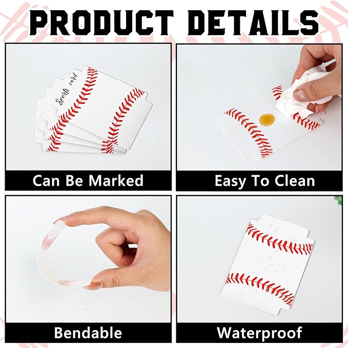 50pcs Baseball Card Dividers Plastic Index Card Storage Dividers with Tabs for Boys Gifts Card Separators for Sports Recipe Game Card Organize