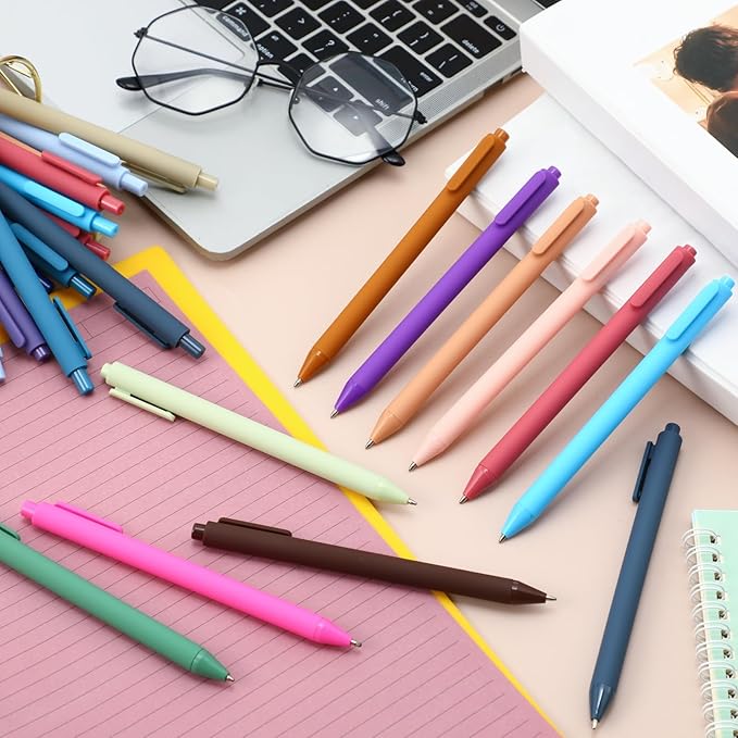 100 Pcs Ballpoint Pens Bulk Retractable Writing 1. 0 mm Black Ink Cute Pens Smooth Writing Color Fancy Gift for Teacher Student Employee Office School Home Baby Shower Supplies (Morandi)