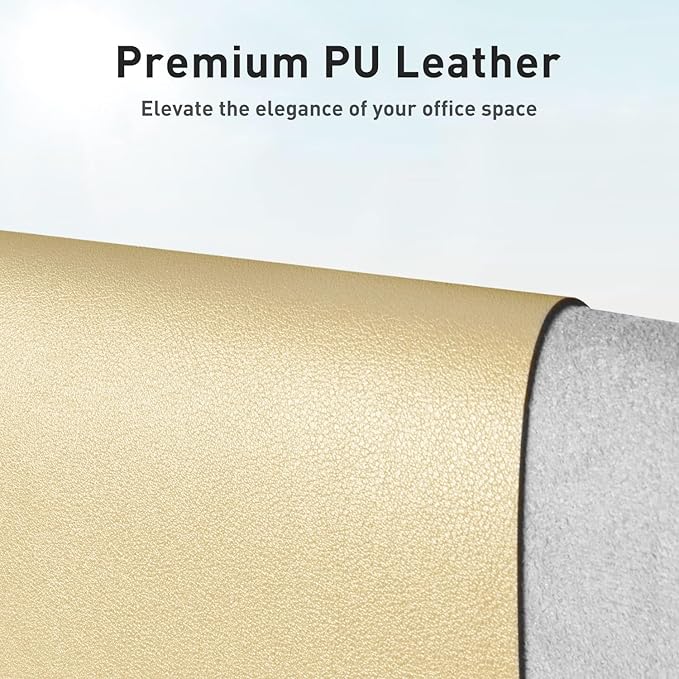 Aothia Leather Desk Pad Protector, Mouse Pad, Office Desk Mat, Non-Slip PU Leather Desk Blotter, Laptop Desk Pad, Waterproof Desk Writing Pad for Office and Home (23.6" x 13.7", Soft Yellow)