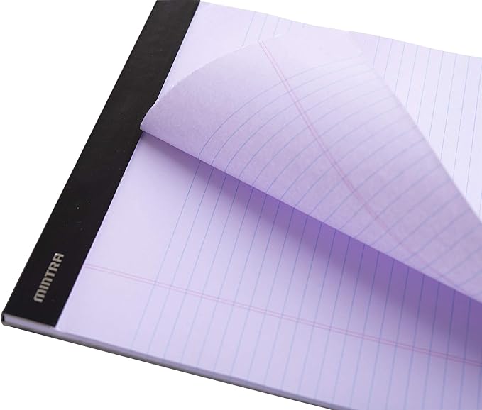 Mintra Office Legal Pads - ((BASIC PASTEL 6pk, 5in X 8in, NARROW RULED)) - 50 Sheets per Notepad, Micro perforated Writing Pad, Notebook Paper for School, College, Office, Professional