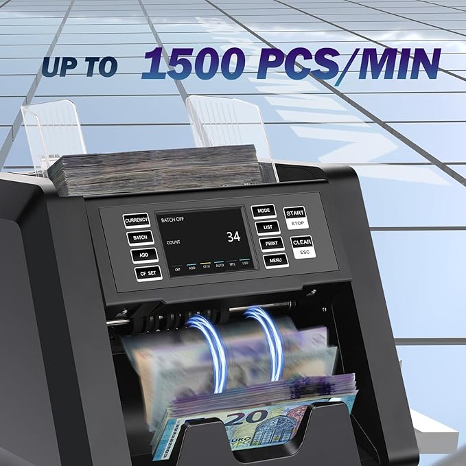 N70A Business Grade Money Counter Machine with 2CIS/UV/MG/IR Counterfeit Detection, Serial Number Reading,Mixed Denomination,Bill Counter High Speed for Store, Small Business, Office