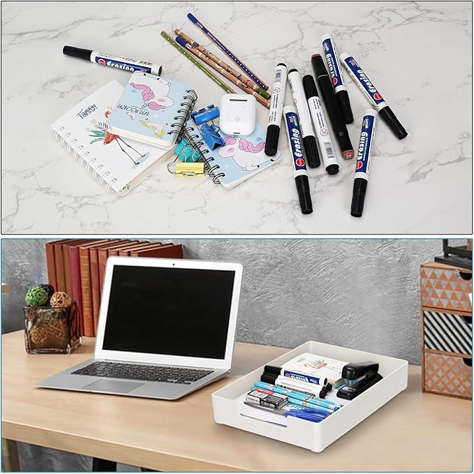 White Paper Tray Letter Size Tray Desk Organizer Holder A4 Plastic Paper Storage Stackable Letter Tray Paper Holder File Organizer for Office Supplies School Home Desk Accessories (White)