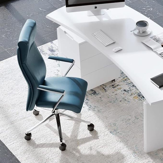 ZURI Draper Leather Executive Chair with Aluminum Frame Dark Teal