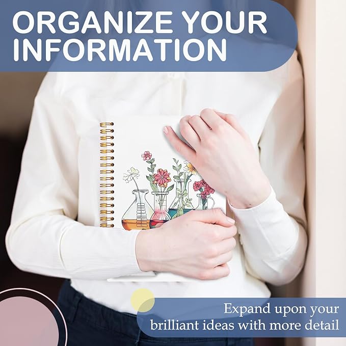 SNNDER Science Teacher Gifts, Floral Beakers Notebook Journal, Chemistry Biology Teacher Gifts, Science Teacher Appreciation Gifts, Hardcover Spiral Notebook 5.5x8.3 Inch