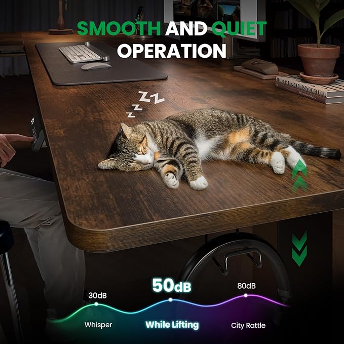 SIAGO L-Shaped Standing Desk - 63 x 55 Inch Adjustable Corner Standing Desk with Charging Station - L Shape Sit Stand Table with Memory Controller, Splice Board for Home Office