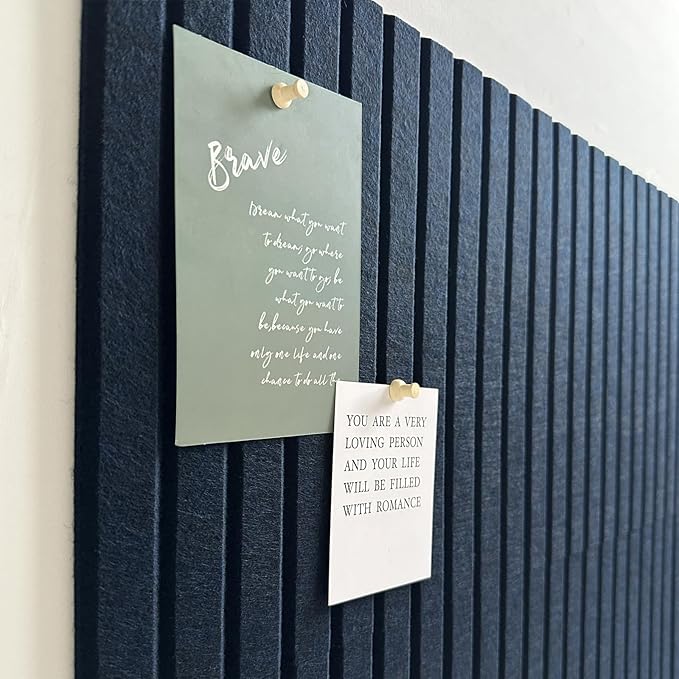 Large Cork Board for Office,8 Pack Felt Wall Tiles with Slat Wall Paneling,Felt Bulletin Board Pin Board Cork Boards for Walls - Dark Blue