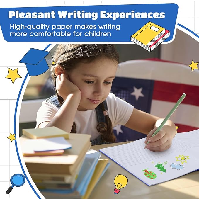 Henoyso 12 Pcs Primary Composition Notebook K-2 9 3/4 x 7 1/2 Inch Primary Journal, Back to School Supplies, Bulk Blank Writing Book for Kid to Write Draw Journal 60 Page Notebooks (Royal Blue)