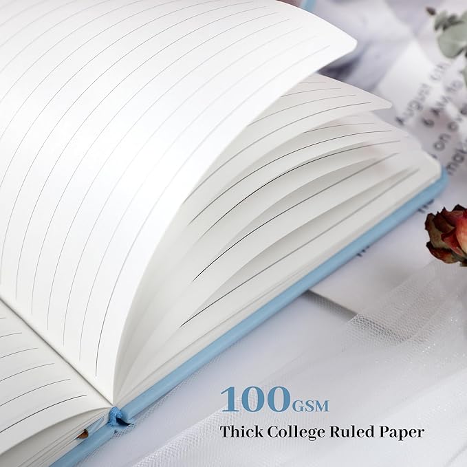 MINICAGIE 2 Pack Lined Journal Notebook for Women Cute Leather Journals for Writing Aesthetic Floral Diary 192 Pages A5 Hardcover Journaling Notebooks with Pen Loop, Blue, Purple