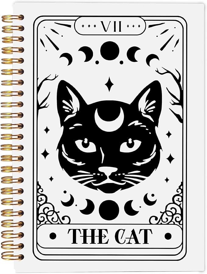 The Cat Tarot Journal Notebook - Cat Gifts for Women Cat Lovers, Cat Mom Gifts, Cat Lady Gifts, Tarot Lover Gifts, Witchy Journal, Witchy Gifts for Women, Black Cat Spiral Notebook 5.5x8.3