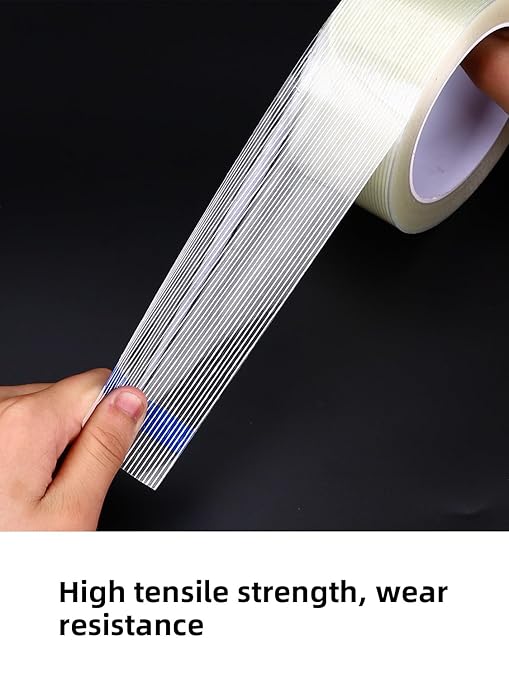 10 Pack 3/4 in×27YDS, Filament Strapping Tape, 270yds Total, Clear Fiberglass Reinforced Packing, Heavy Duty Wearproof Tape, Extra Thickness 5.5 mil