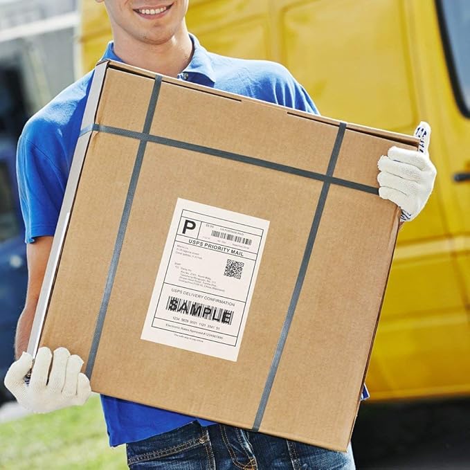 MFLABEL Fanfold 4" x 6" Direct Thermal Labels White Perforated Shipping Labels (2 Stacks)