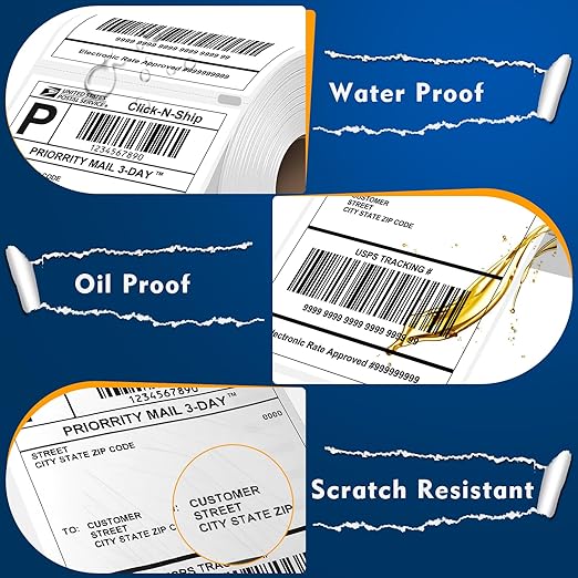 L LIKED 880 PCS 4"x 6" Direct Thermal Labels White Perforated Shipping Label, Compatible with DYMO 4XL 1744907,Zebra, Rollo, Jadens, Nelko, 220 Labels per Roll, 4 Rolls