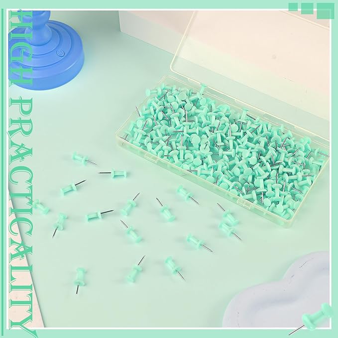 220 Count Green Push Pins, Standard Plastic Head Steel Point Thumb Tacks Decorative Push Pins for Cork Board Wall Hanging