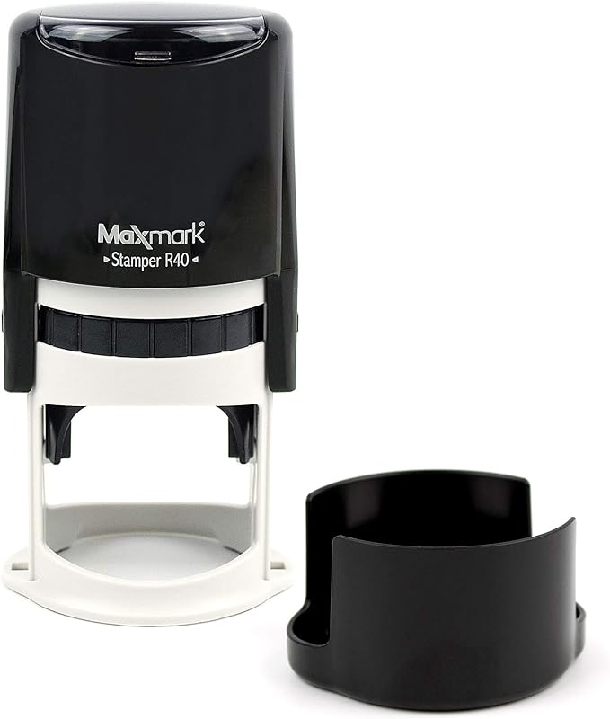 Round Notary Stamp for State of Wisconsin- Self Inking Stamp - Top Brand Unit with Bottom Locking Cover for Longer Lasting Stamp - 5 Year Warranty