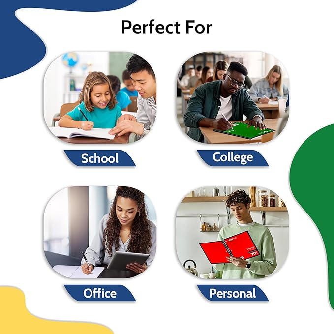 EPI Spiral Notebook | Wide - 70 Sheets, Durable Spiral Binding | 10.5 x 8 in | Classroom Supplies | School, Office, Note Taking, Journaling - 3 Pack