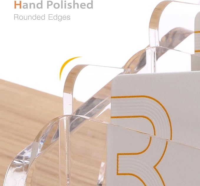 SANRUI Business Card Holder for Desk, Slant Clear Acrylic Desktop Cards Organizer, 2 Tier 4 Slots, Holds 240 Cards