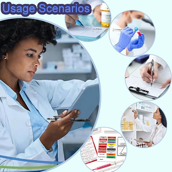 10 Pack Pharmacy Pens Set with 7 Gel Ink Pens(Black/Blue/Red), 3 Syringe Highlighters, Funny Writing Instruments for Nurses Pharmacists Technicians Medical Assistants Students