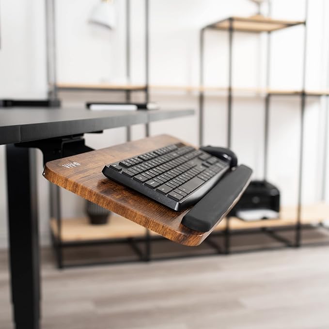 VIVO Adjustable Computer Keyboard and Mouse Platform Tray, Ergonomic Under Table Desk Mount Drawer Underdesk Shelf, Rustic Vintage Brown, MOUNT-KB03N