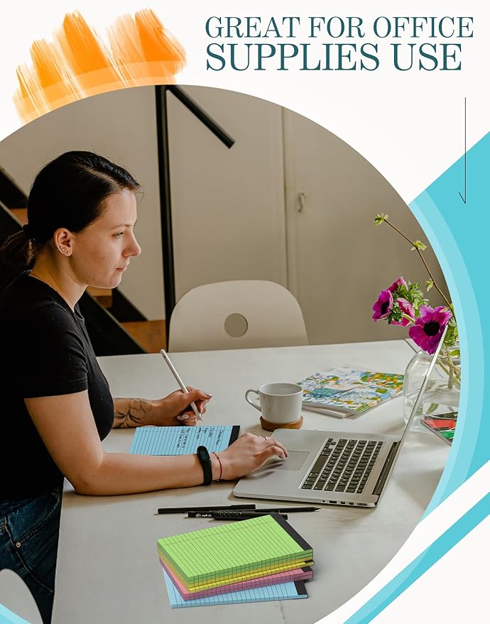 Note Pads 5x8 Colored Legal Pads, 8 Pack Mini Legal Pads 5x8 College Ruled, Pink Notebook Paper Lined Note Paper, Colored Notepads 5 x 8 Pastel Notepad, Small Writing Pads Paper 5x7, 30 Sheets Each